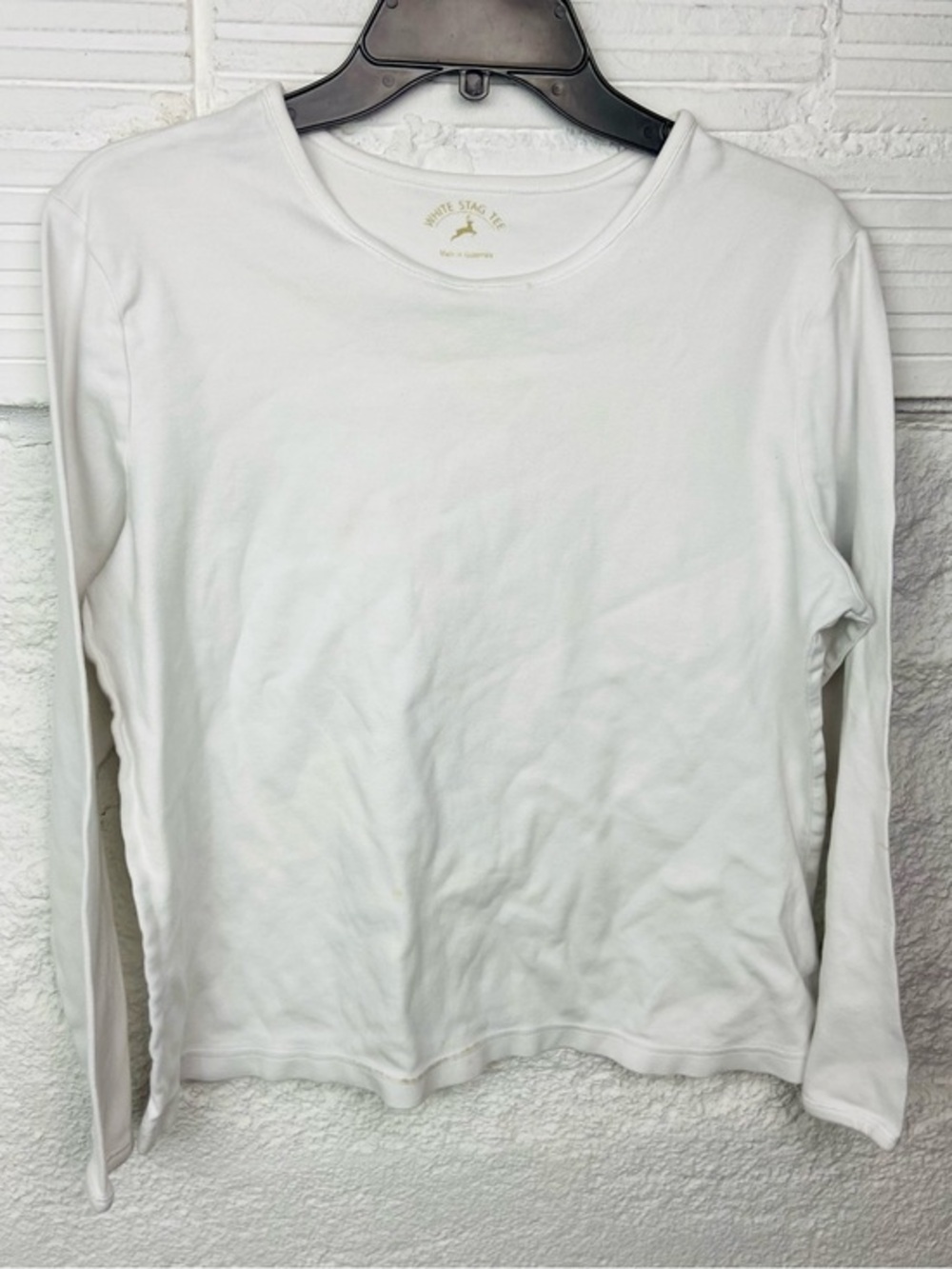 White Stag Long Sleeve cotton Crew Neck Shirt - White size XL